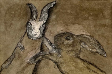 Rabbits experience art |garego Artprints | art online | Motif rabbit-GM-mm-0028 | Manfred Michael | pastel chalk | Art prints on aluminum dibond and canvas | rabbits | Category figure animals