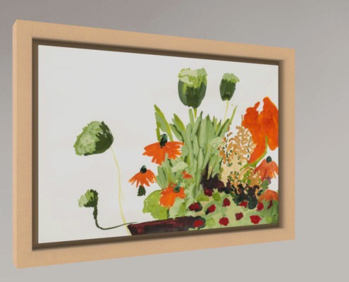 Schattenfugenrahmen Ahorn natur | Alu-Dibond | Blumen und Gräser | 30 x 20 cm | 3 D Ansicht |