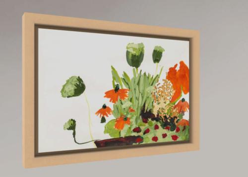 Schattenfugenrahmen Ahorn natur | Alu-Dibond | Blumen und Gräser | 30 x 20 cm | 3 D Ansicht |